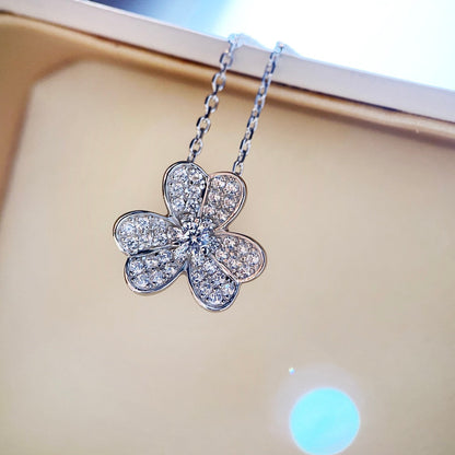 [ELAN LUXE]CLOVER DIAMOND NECKLACE SILVER