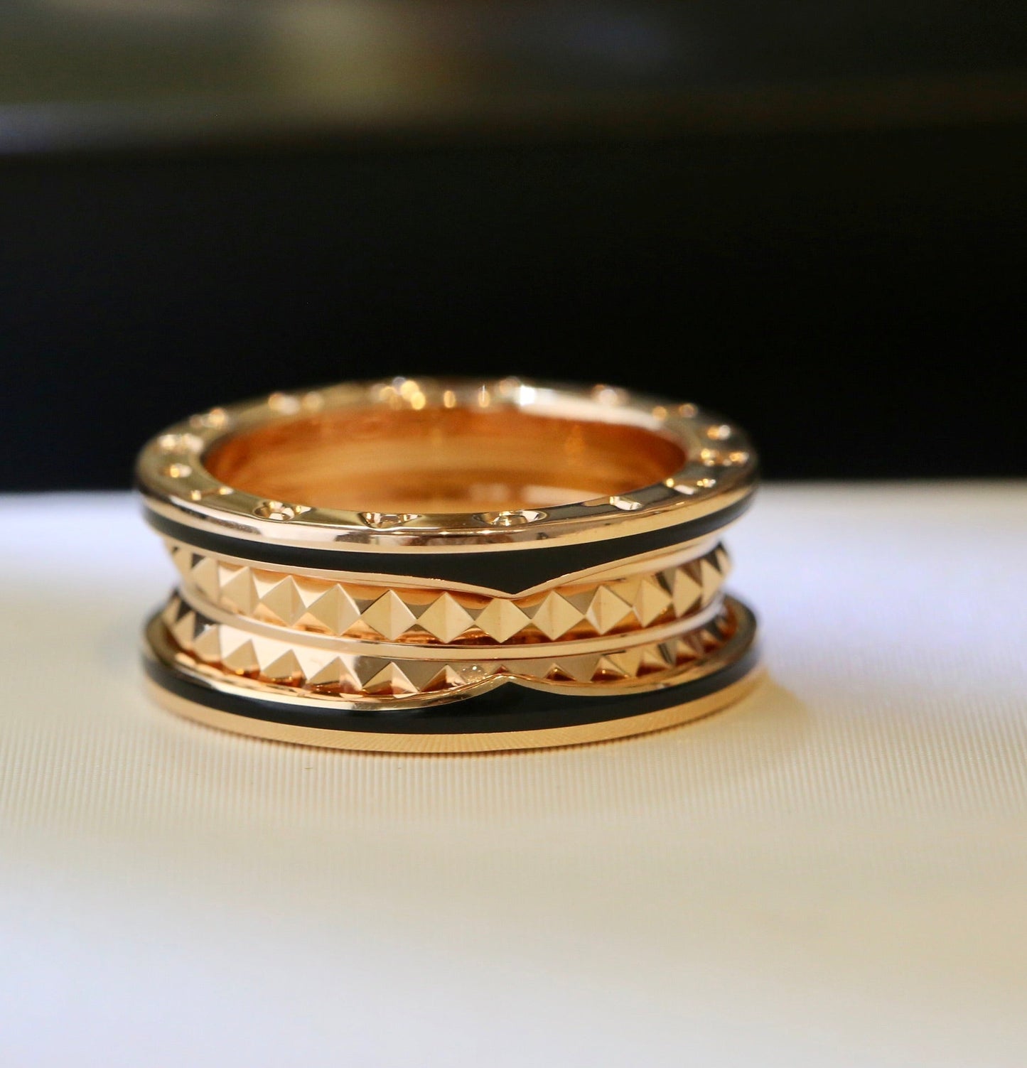 [ELAN LUXE]ZERO 1 PINK GOLD BLACK CERAMIC RING
