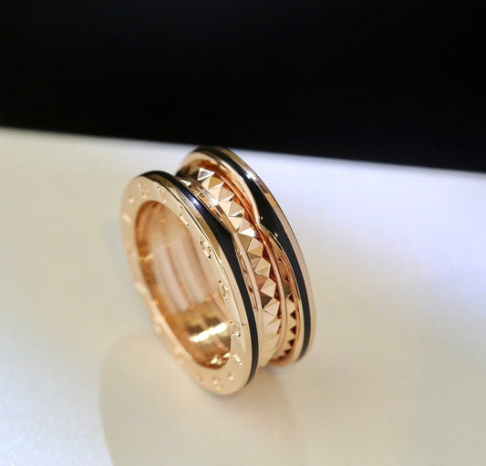 [ELAN LUXE]ZERO 1 PINK GOLD BLACK CERAMIC RING