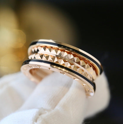 [ELAN LUXE]ZERO 1 PINK GOLD BLACK CERAMIC RING