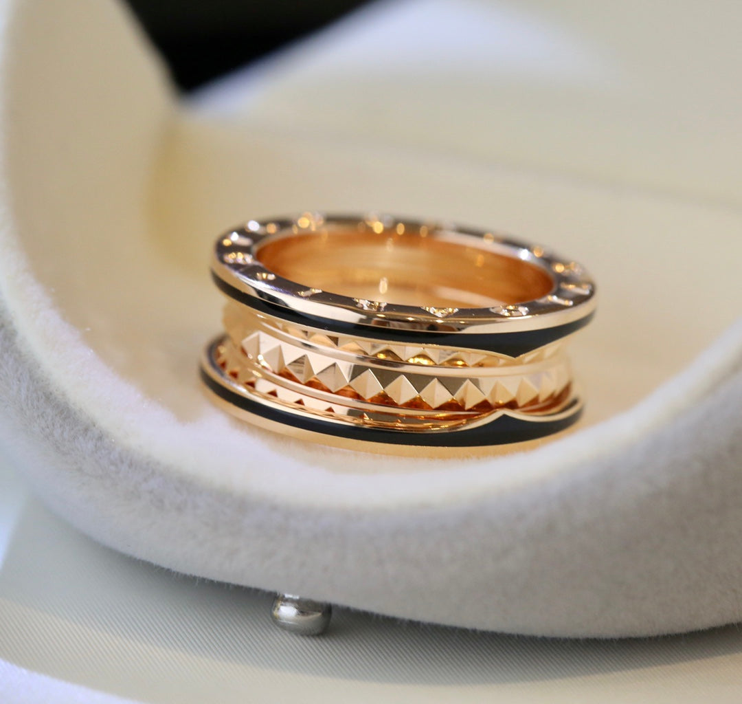 [ELAN LUXE]ZERO 1 PINK GOLD BLACK CERAMIC RING