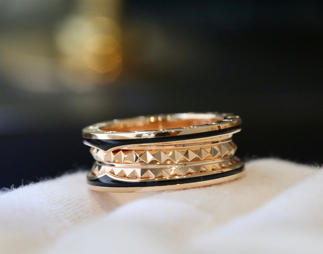[ELAN LUXE]ZERO 1 PINK GOLD BLACK CERAMIC RING