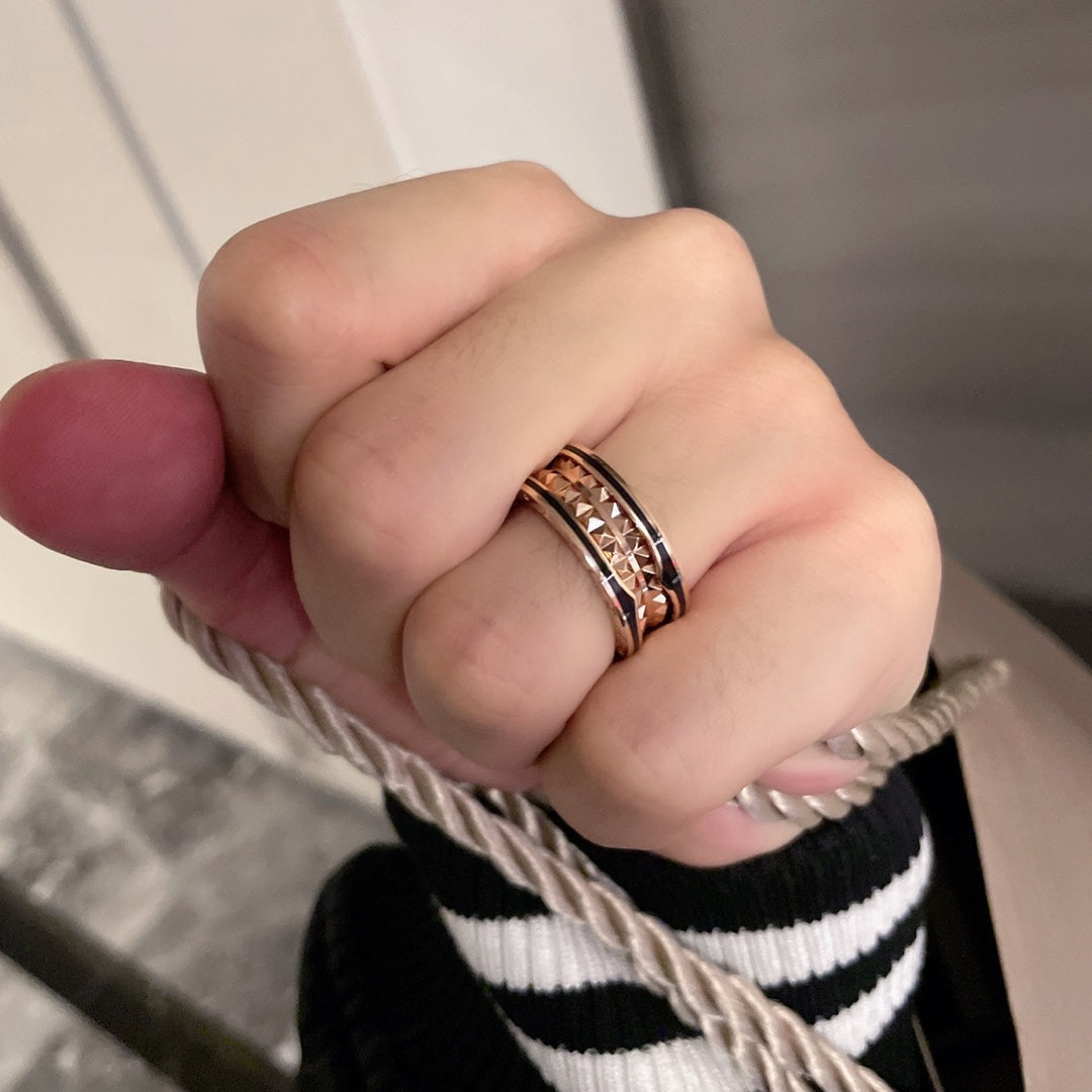 [ELAN LUXE]ZERO 1 PINK GOLD BLACK CERAMIC RING