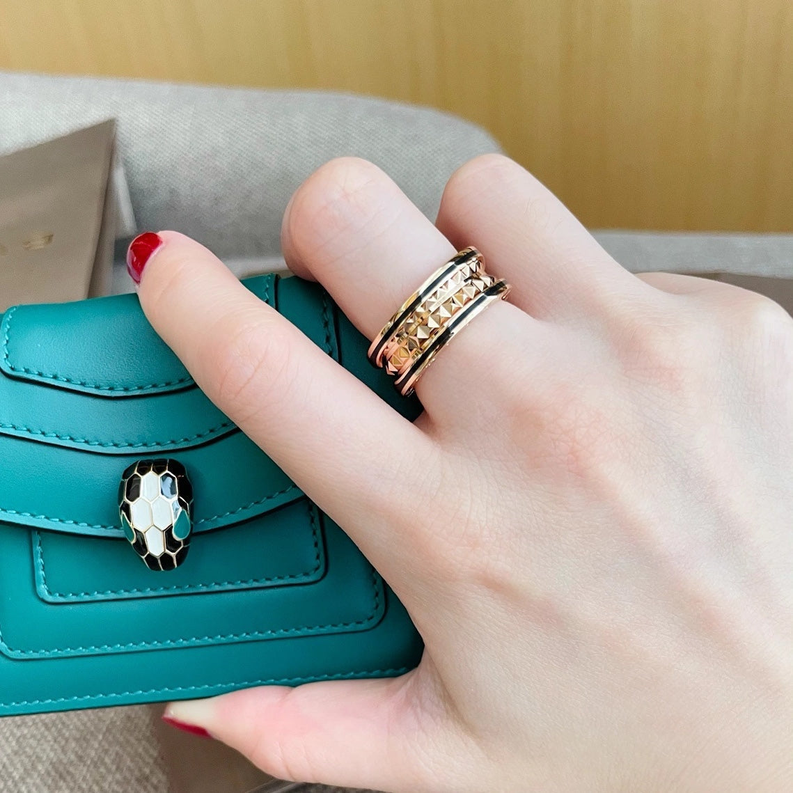 [ELAN LUXE]ZERO 1 PINK GOLD BLACK CERAMIC RING