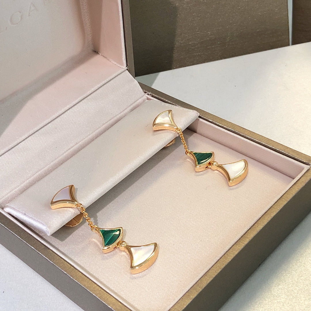 [ELAN LUXE]DREAM EARRINGS 3 MOTIFS MALACHITE MOP PINK GOLD