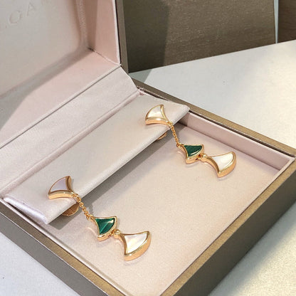 [ELAN LUXE]DREAM EARRINGS 3 MOTIFS MALACHITE MOP PINK GOLD