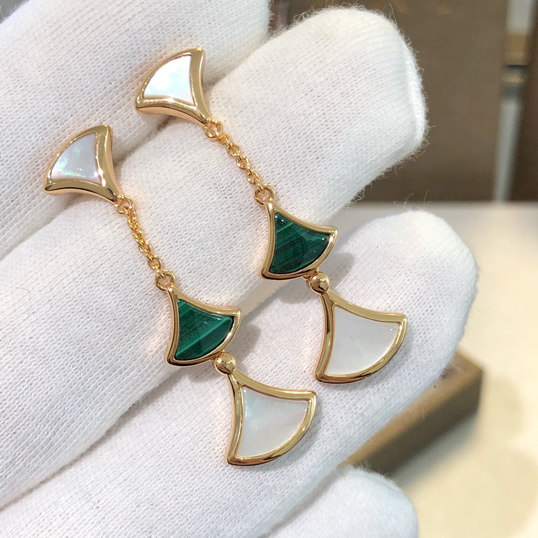 [ELAN LUXE]DREAM EARRINGS 3 MOTIFS MALACHITE MOP PINK GOLD