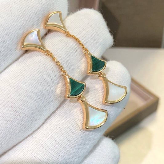 [ELAN LUXE]DREAM EARRINGS 3 MOTIFS MALACHITE MOP PINK GOLD