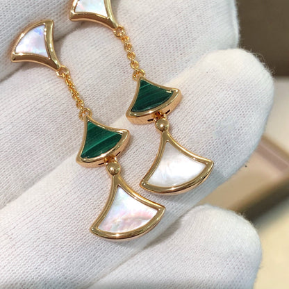 [ELAN LUXE]DREAM EARRINGS 3 MOTIFS MALACHITE MOP PINK GOLD
