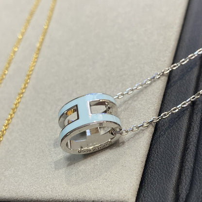 [ELAN LUXE]POP H LIGHT BLUE NECKLACE