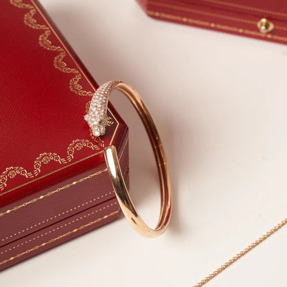 [ELAN LUXE]PANTHERE ROSE GOLD DIAMOND OPEN BRACELET