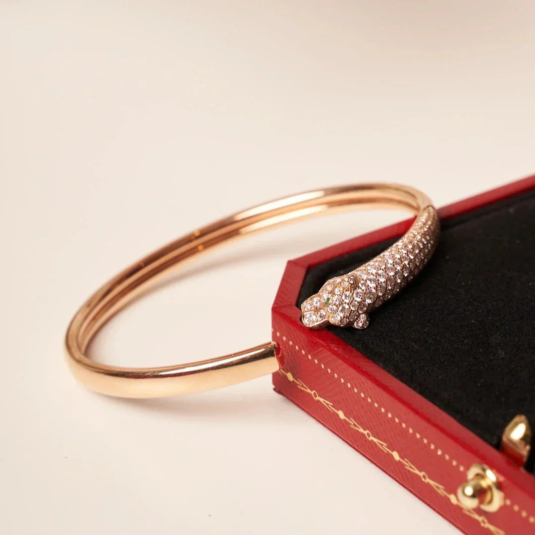 [ELAN LUXE]PANTHERE HALF DIAMOND OPEN BRACELET