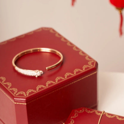 [ELAN LUXE]PANTHERE ROSE GOLD DIAMOND OPEN BRACELET