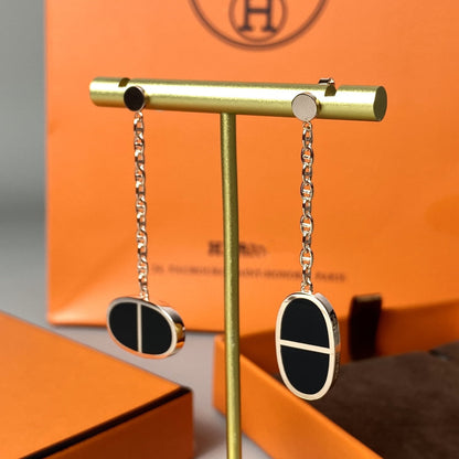 [ELAN LUXE]CHAINE VERSO BLACK CERAMIC EARRINGS