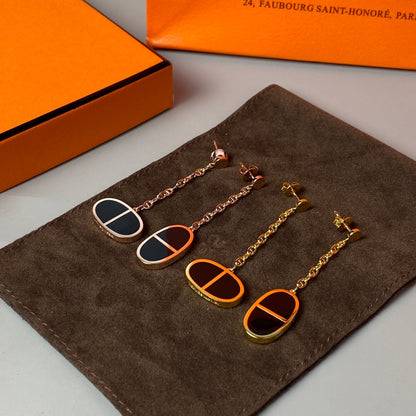 [ELAN LUXE]CHAINE VERSO BLACK CERAMIC EARRINGS