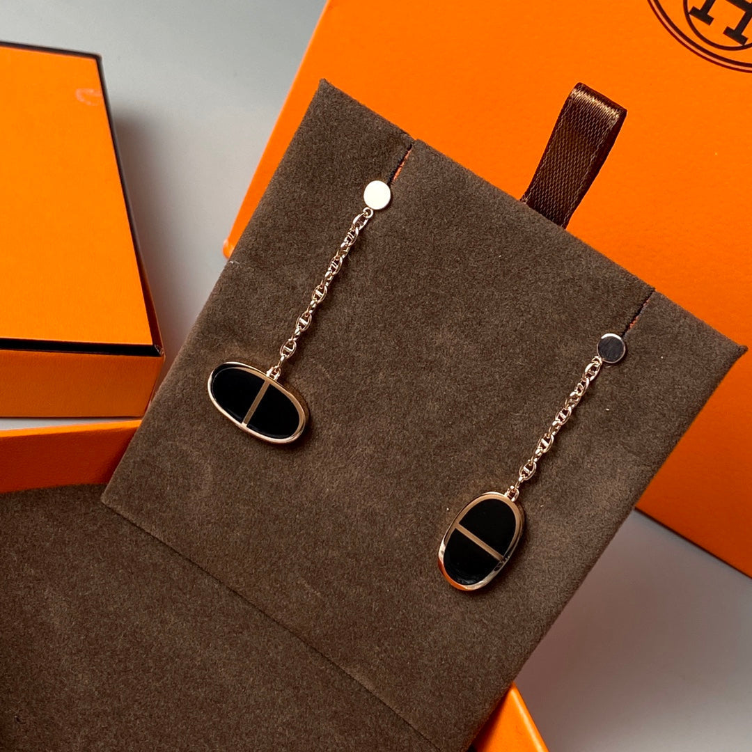 [ELAN LUXE]CHAINE VERSO BLACK CERAMIC EARRINGS