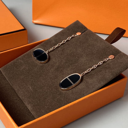 [ELAN LUXE]CHAINE VERSO BLACK CERAMIC EARRINGS