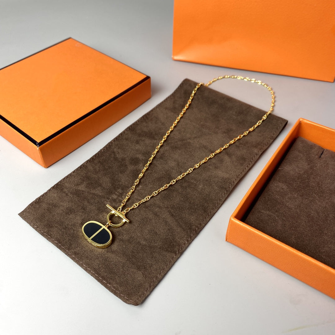 [ELAN LUXE]CHAINE VERSO BLACK CERAMIC NECKLACE