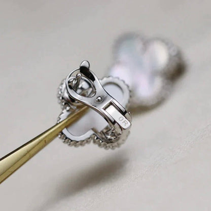 [ELAN LUXE]CLOVER MEDIUM 1 MOTIFS  WHITE MOP EARRINGS SILVER