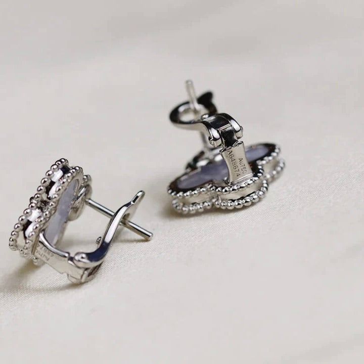 [ELAN LUXE]CLOVER MEDIUM 1 MOTIFS  WHITE MOP EARRINGS SILVER