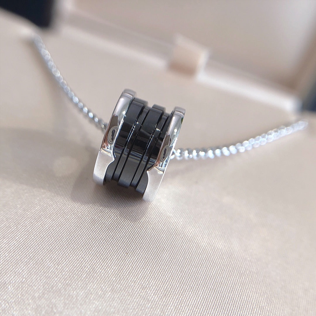 [ELAN LUXE]ZERO 1 BLACK CERAMIC SILVER NECKLACE