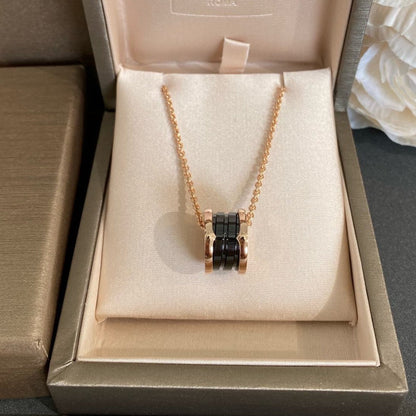 [ELAN LUXE]ZERO 1 BLACK CERAMIC PINK GOLD NECKLACE