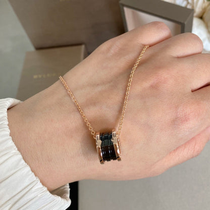 [ELAN LUXE]ZERO 1 BLACK CERAMIC PINK GOLD NECKLACE