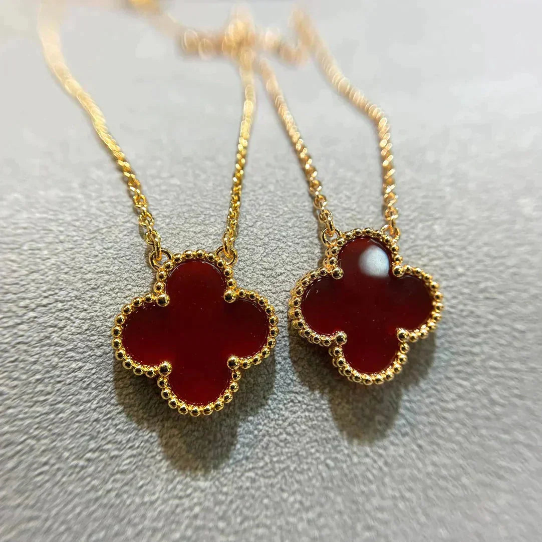 [ELAN LUXE]CLOVER 15MM CARNELIAN SINGLE FLOWER NECKLACE