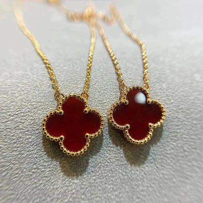 [ELAN LUXE]CLOVER 15MM CARNELIAN SINGLE FLOWER NECKLACE