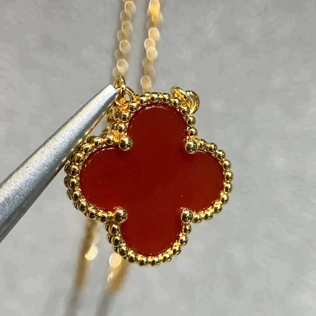 [ELAN LUXE]CLOVER 15MM CARNELIAN SINGLE FLOWER NECKLACE