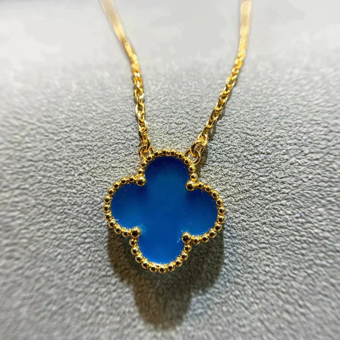 [ELAN LUXE]CLOVER 15MM BLUE AGATE NECKLACE