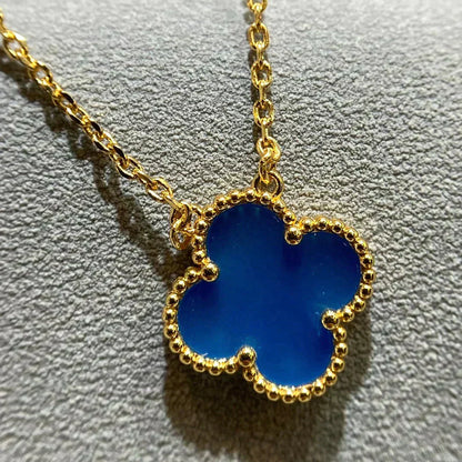 [ELAN LUXE]CLOVER 15MM BLUE AGATE NECKLACE