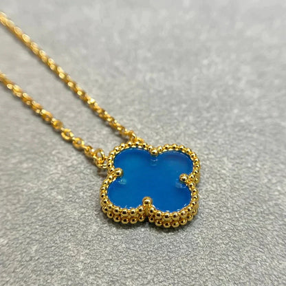 [ELAN LUXE]CLOVER 15MM BLUE AGATE NECKLACE
