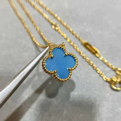 [ELAN LUXE]CLOVER 15MM BLUE AGATE NECKLACE