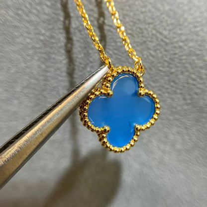 [ELAN LUXE]CLOVER 15MM BLUE AGATE NECKLACE
