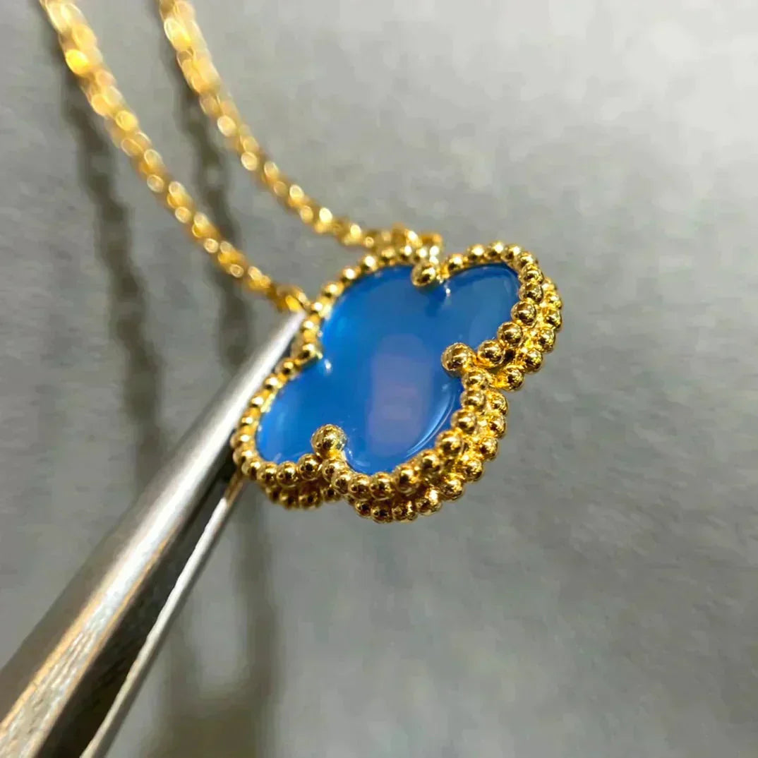 [ELAN LUXE]CLOVER 15MM BLUE AGATE NECKLACE