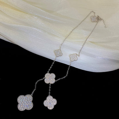 [ELAN LUXE]CLOVER 5 MOTIFS SILVER DIAMONDS NECKLACE