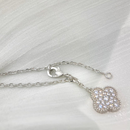 [ELAN LUXE]CLOVER 5 MOTIFS SILVER DIAMONDS NECKLACE