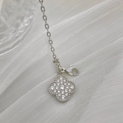 [ELAN LUXE]CLOVER 5 MOTIFS SILVER DIAMONDS NECKLACE