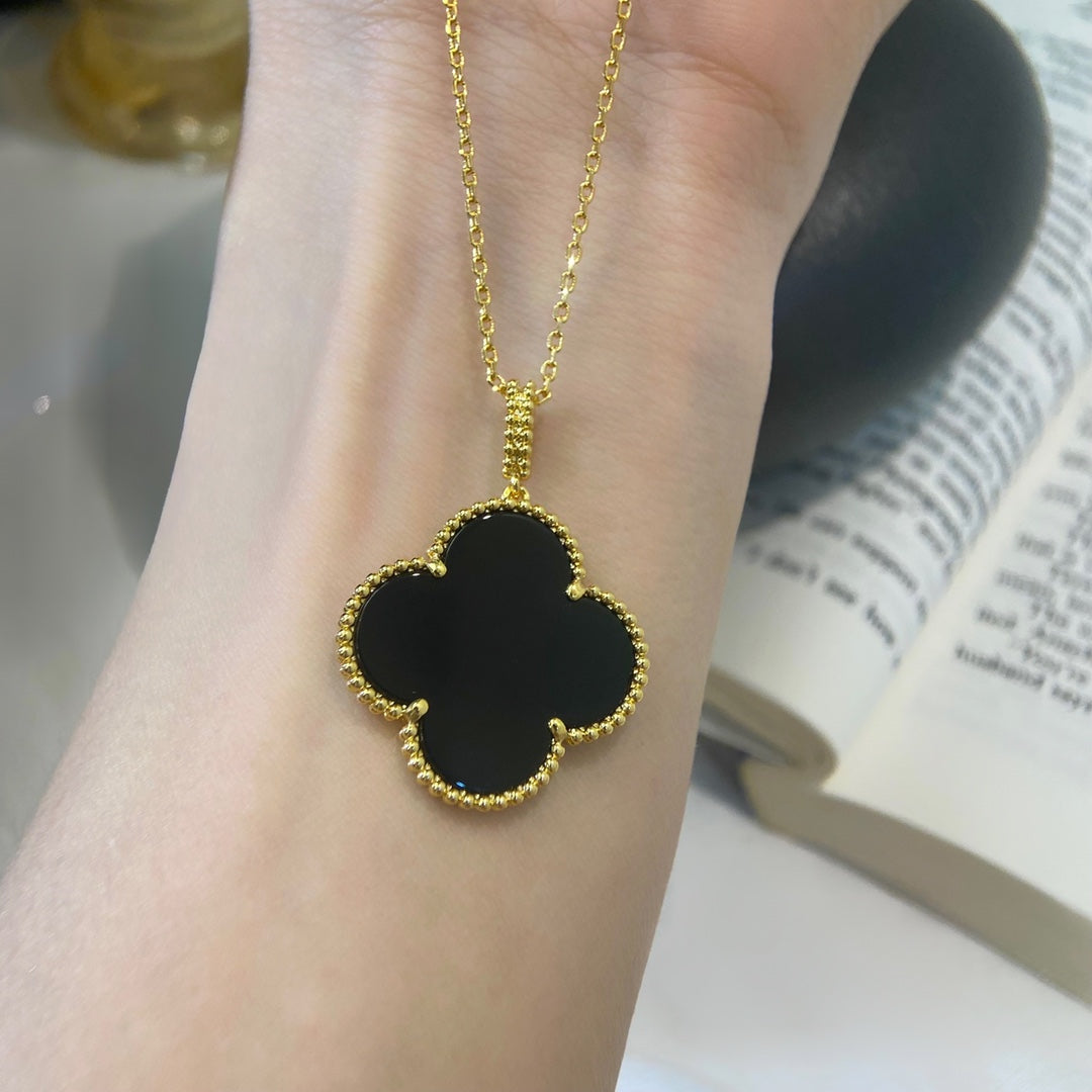 [ELAN LUXE]CLOVER 25MM NECKLACE GOLD ONYX