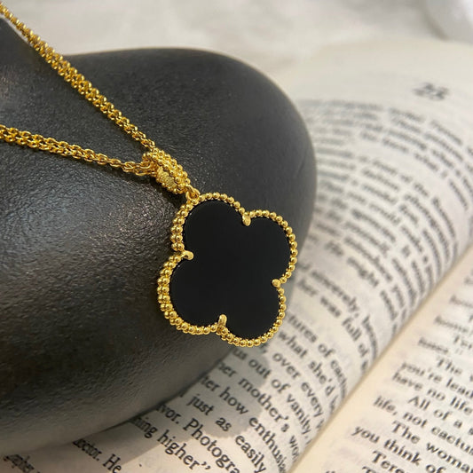 [ELAN LUXE]CLOVER 25MM NECKLACE GOLD ONYX