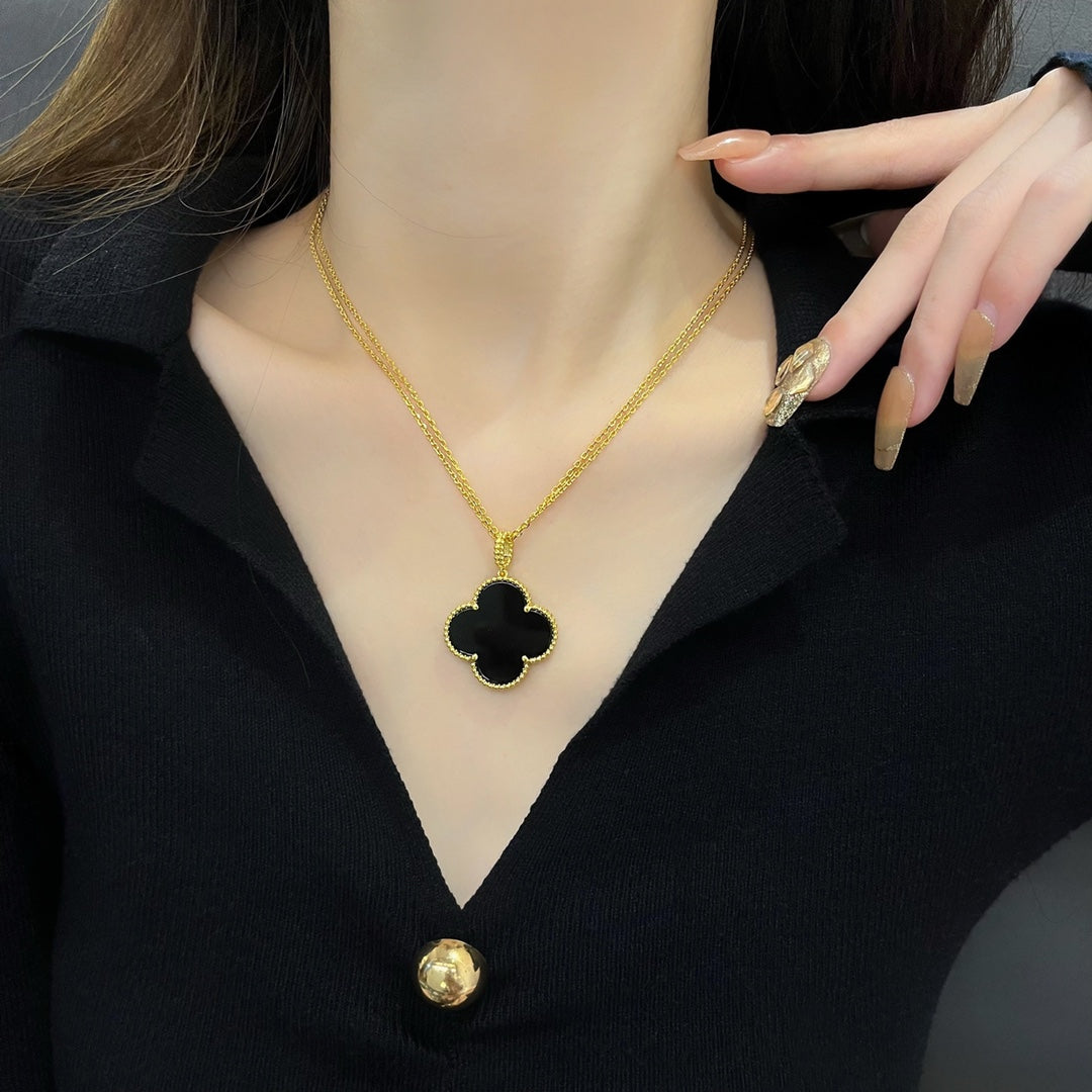 [ELAN LUXE]CLOVER 25MM NECKLACE GOLD ONYX