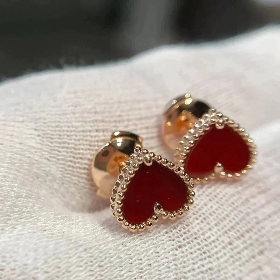 [ELAN LUXE]HEART CARNELIAN STUD EARRINGS