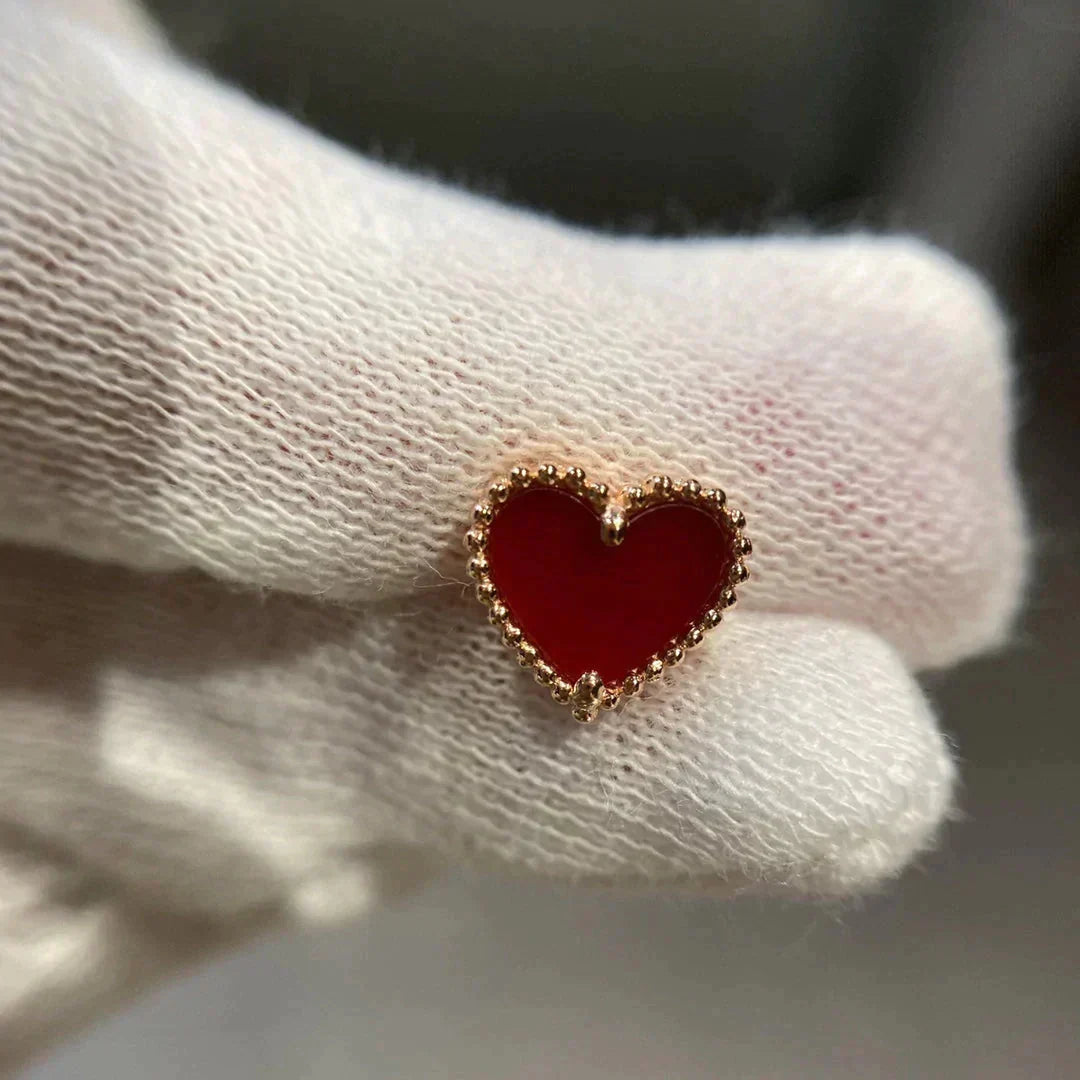 [ELAN LUXE]HEART CARNELIAN STUD EARRINGS