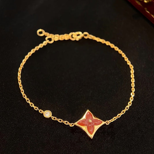 [ELAN LUXE]COLOR STAR CARNELIAN PINK GOLD DIAMOND BRACELET