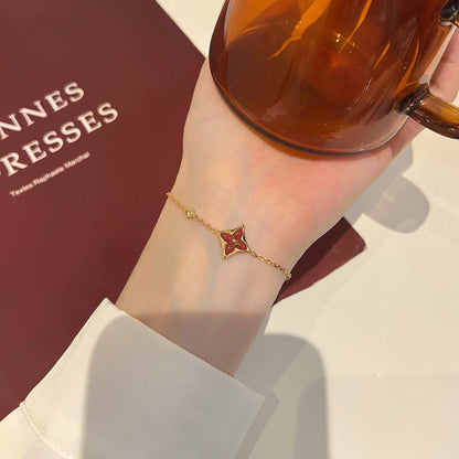 [ELAN LUXE]COLOR STAR CARNELIAN PINK GOLD DIAMOND BRACELET