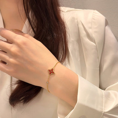 [ELAN LUXE]COLOR STAR CARNELIAN PINK GOLD DIAMOND BRACELET