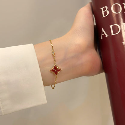 [ELAN LUXE]COLOR STAR CARNELIAN PINK GOLD DIAMOND BRACELET
