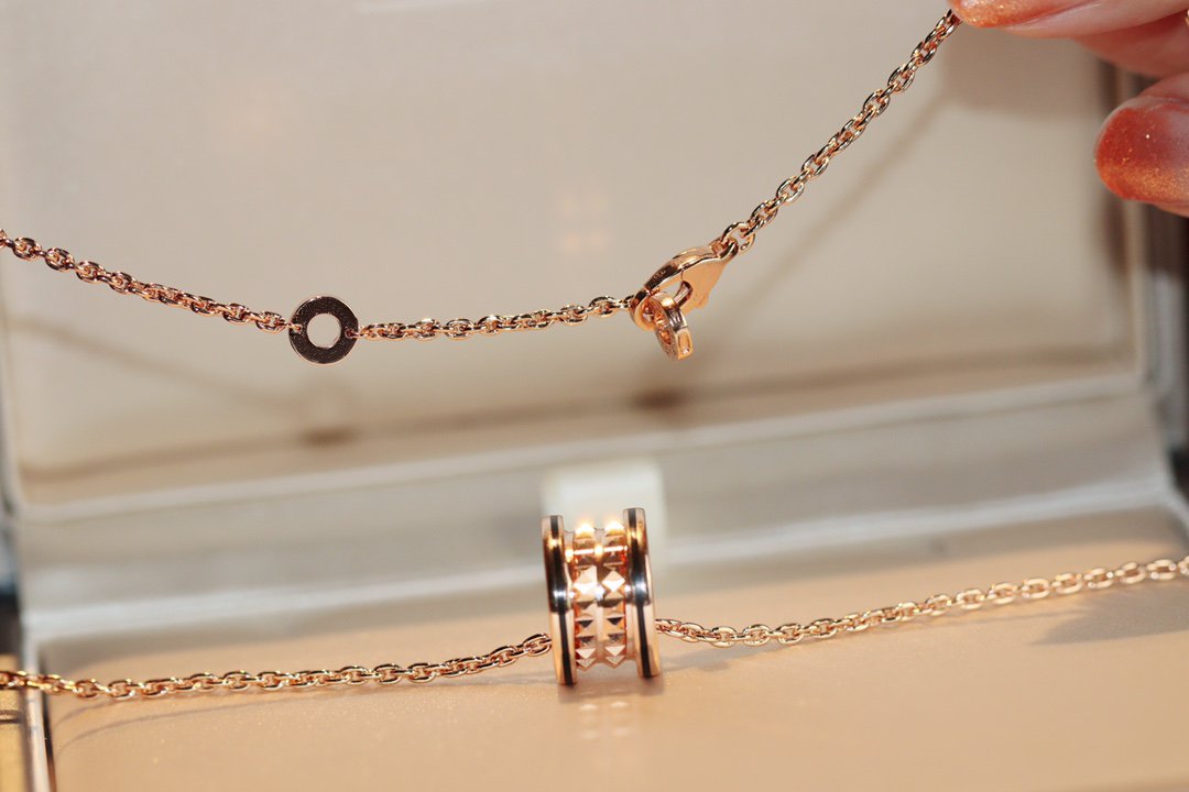 [ELAN LUXE]ZERO 1 ROCK PEDANT PINK GOLD BLACK NECKLACE