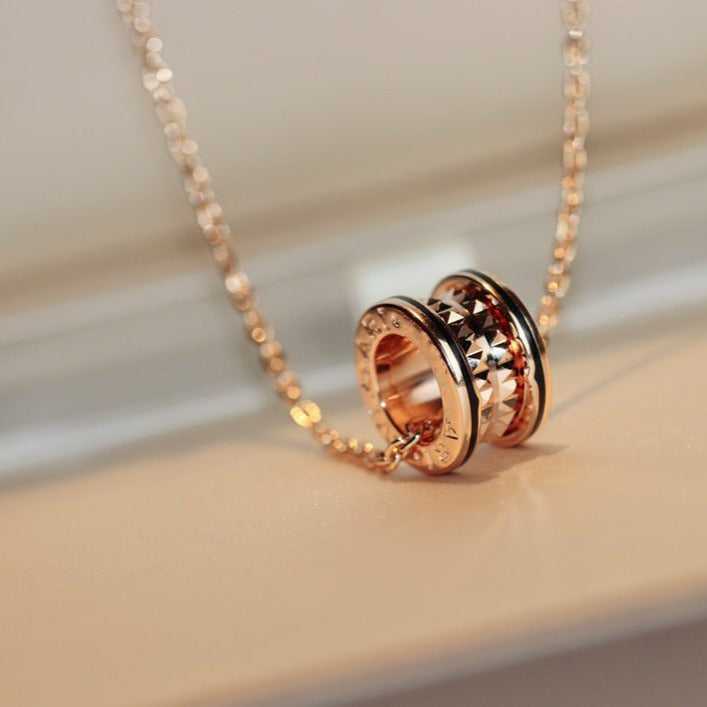 [ELAN LUXE]ZERO 1 ROCK PEDANT PINK GOLD BLACK NECKLACE